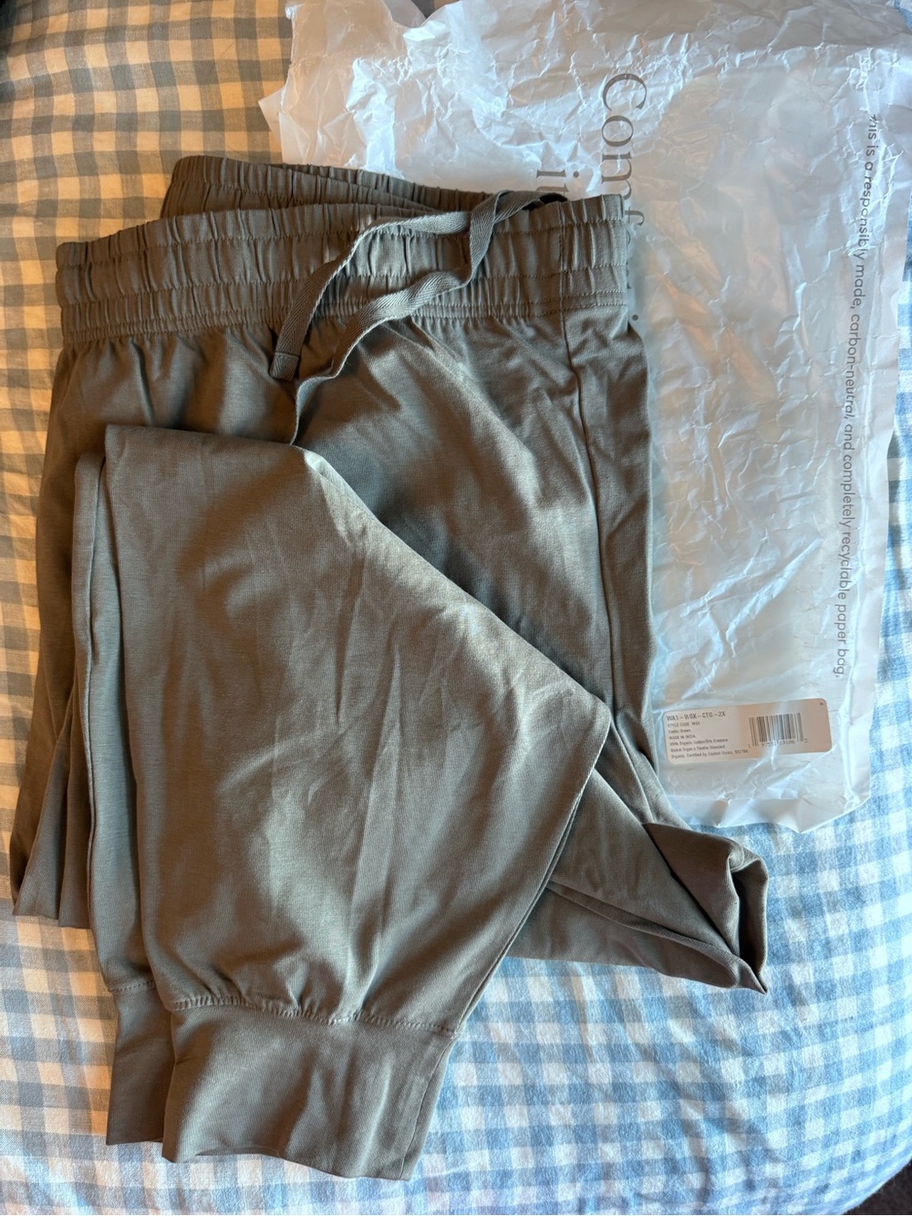 NEW - Pact Olive Green Luxe Essential Drawstring Joggers XXL
